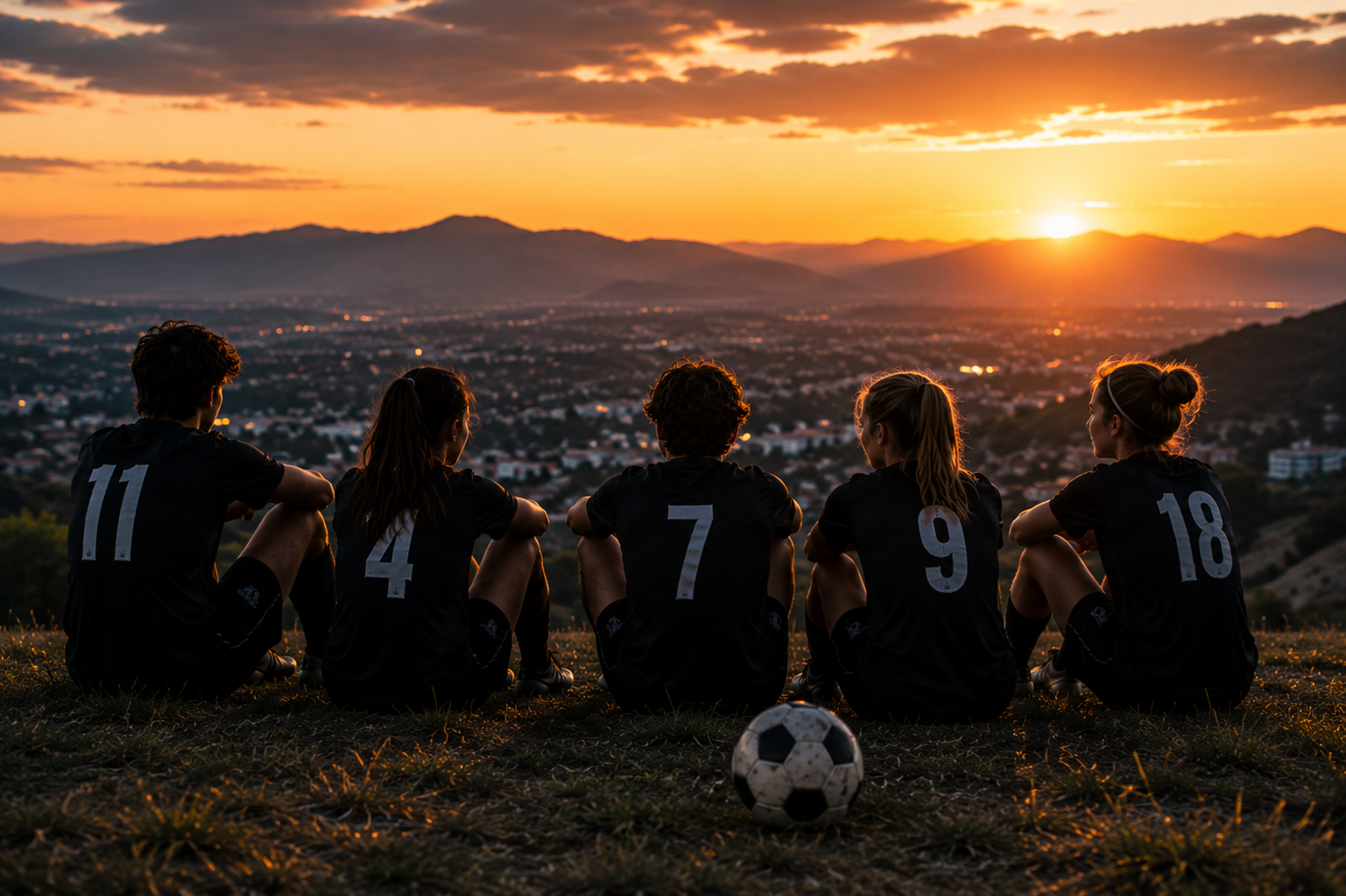 Young athletes at sunset, looking toward their future